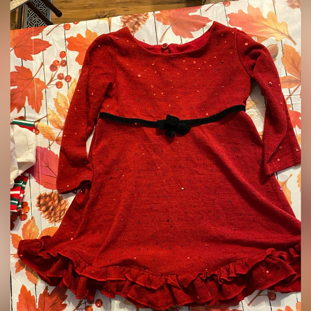 Bonnie Baby Christmas Red Sparkly Dress.  Size 24 month